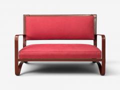Jacques Adnet Jacques Adnet Rare Two Seater Sofas Leather Steel France 1950s - 4709343