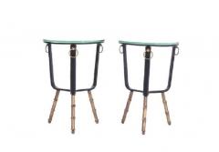 Jacques Adnet Jacques Adnet Stitched Leather Side Tables - 1206559