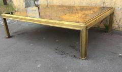 Jacques Adnet Jacques Adnet Sturdy Gold Bronze Big Coffee Table with a Gold Leaf Mirrored Top - 376958