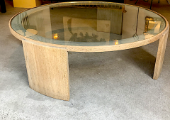 Jacques Adnet Jacques Adnet Very Large Round Coffee Table in cerused Oak - 1445954