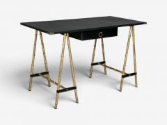 Jacques Adnet Jacques Adnet attr Desk Black Leather Brass France 1950s - 4650786