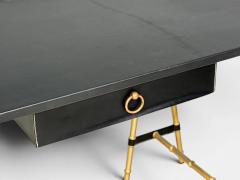 Jacques Adnet Jacques Adnet attr Desk Black Leather Brass France 1950s - 4650788