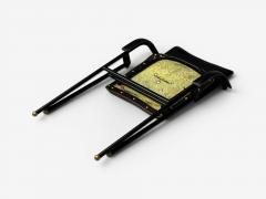 Jacques Adnet Jacques Adnet attr Folding Chair Black Leather Brass France 1950s - 4650704