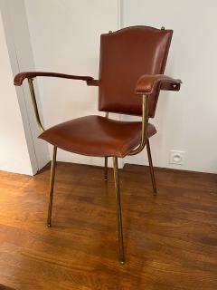 Jacques Adnet Jacques Adnet chicest set of 4 arm chairs or playing card chairs - 3262533