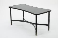 Jacques Adnet Jacques Adnet clover shaped vintage shaped black hand stitched coffee table - 829311