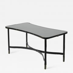 Jacques Adnet Jacques Adnet clover shaped vintage shaped black hand stitched coffee table - 831044