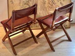 Jacques Adnet Jacques Adnet documented hand stitched leather pair of chairs - 2562323