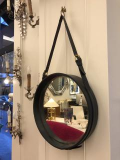 Jacques Adnet Jacques Adnet hand stitched black leather mirror - 801004