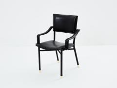 Jacques Adnet Jacques Adnet leather and brass desk chair 1950 - 3892230