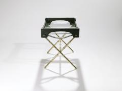 Jacques Adnet Jacques Adnet leather and brass side table with tray 1950s - 989623