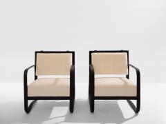 Jacques Adnet Jacques Adnet leather mohair velvet pair of armchairs 1950 - 4341520