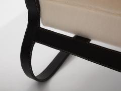 Jacques Adnet Jacques Adnet leather mohair velvet pair of armchairs 1950 - 4341526