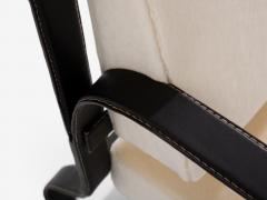Jacques Adnet Jacques Adnet leather mohair velvet pair of armchairs 1950 - 4341529