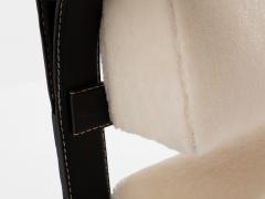 Jacques Adnet Jacques Adnet leather mohair velvet pair of armchairs 1950 - 4341530