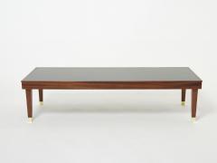 Jacques Adnet Jacques Adnet mahogany brass modernist coffee table 1950s - 2742325