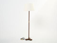 Jacques Adnet Jacques Adnet modernist stitched brown leather floor lamp 1950s - 2742827