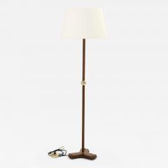 Jacques Adnet Jacques Adnet modernist stitched brown leather floor lamp 1950s - 2747432