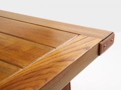 Jacques Adnet Jacques Adnet oakwood and red leather dining table 1950 - 4585895