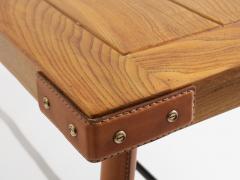 Jacques Adnet Jacques Adnet oakwood and red leather dining table 1950 - 4585896