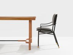 Jacques Adnet Jacques Adnet oakwood and red leather dining table 1950 - 4585900