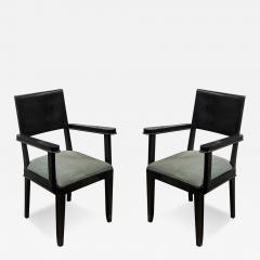 Jacques Adnet Jacques Adnet pair of black armchairs - 3048255