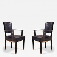 Jacques Adnet Jacques Adnet pair of black armchairs - 3048257