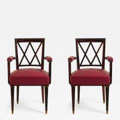 Jacques Adnet Jacques Adnet pair of macassar ebony armchairs - 3048243