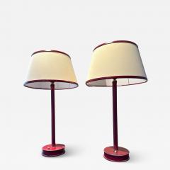 Jacques Adnet Jacques Adnet pair of red hermes leather desk lamps - 3426414
