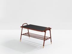 Jacques Adnet Jacques Adnet pique sellier red leather brass coffee table 1950 - 4341431