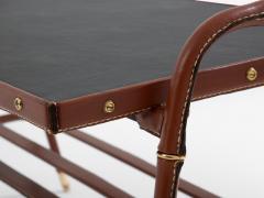 Jacques Adnet Jacques Adnet pique sellier red leather brass coffee table 1950 - 4341434