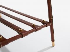 Jacques Adnet Jacques Adnet pique sellier red leather brass coffee table 1950 - 4341435