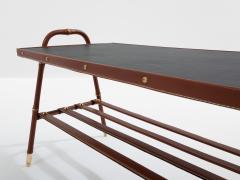 Jacques Adnet Jacques Adnet pique sellier red leather brass coffee table 1950 - 4341436