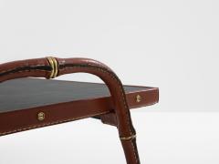 Jacques Adnet Jacques Adnet pique sellier red leather brass coffee table 1950 - 4341439