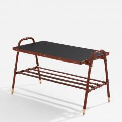 Jacques Adnet Jacques Adnet pique sellier red leather brass coffee table 1950 - 4344230