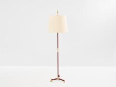 Jacques Adnet Jacques Adnet pique sellier red leather brass floor lamp 1950 - 4463600