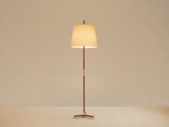 Jacques Adnet Jacques Adnet pique sellier red leather brass floor lamp 1950 - 4463607
