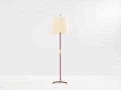 Jacques Adnet Jacques Adnet pique sellier red leather brass floor lamp 1950 - 4463610