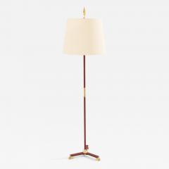 Jacques Adnet Jacques Adnet pique sellier red leather brass floor lamp 1950 - 4475338