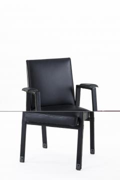 Jacques Adnet Jacques Adnet rare set of 4 black hand stitched leather arm chairs - 865132