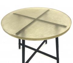 Jacques Adnet Jacques Adnet rarest hand stiched dinning table with a St Gobain top - 1125082