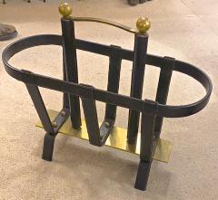 Jacques Adnet Jacques Adnet rarest solid bronze and hand stiched leather magazine rack - 1768009