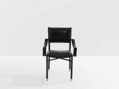 Jacques Adnet Jacques Adnet saddle stitched leather brass desk chair 1950 - 4245087