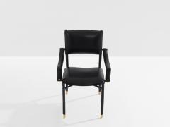 Jacques Adnet Jacques Adnet saddle stitched leather brass desk chair 1950 - 4245088
