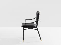 Jacques Adnet Jacques Adnet saddle stitched leather brass desk chair 1950 - 4245089