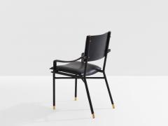 Jacques Adnet Jacques Adnet saddle stitched leather brass desk chair 1950 - 4245090
