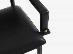 Jacques Adnet Jacques Adnet saddle stitched leather brass desk chair 1950 - 4245092