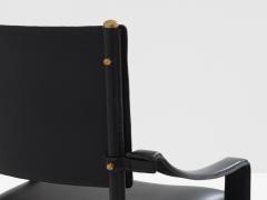 Jacques Adnet Jacques Adnet saddle stitched leather brass desk chair 1950 - 4245093