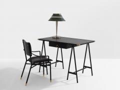Jacques Adnet Jacques Adnet saddle stitched leather brass desk chair 1950 - 4245094