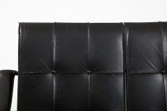 Jacques Adnet Jacques Adnet two Seat Black Leather Settee - 2320477
