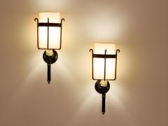 Jacques Adnet Jacques Adnet wrought iron leather and brass wall lights 1950 - 4057039